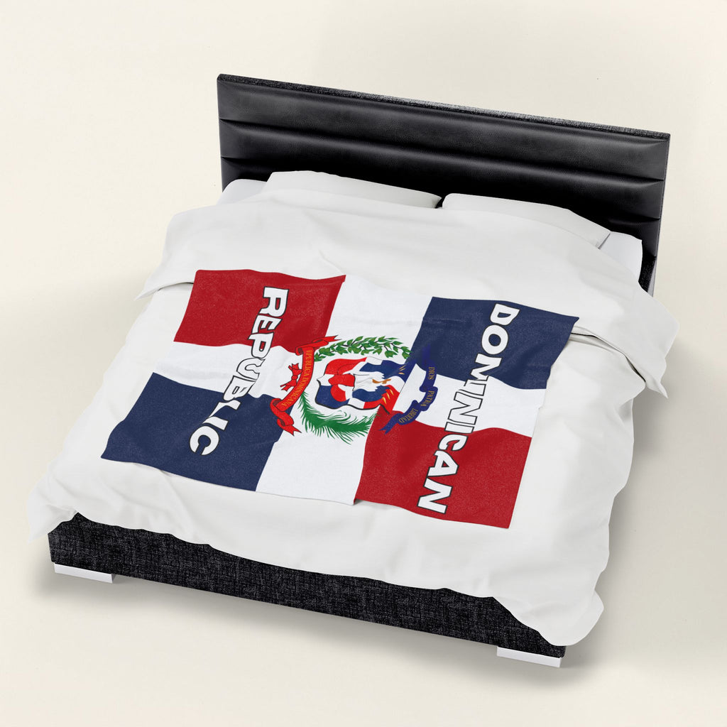 Dominican Republic Flag Velveteen Plush Blanket - Irie Blues Boutique