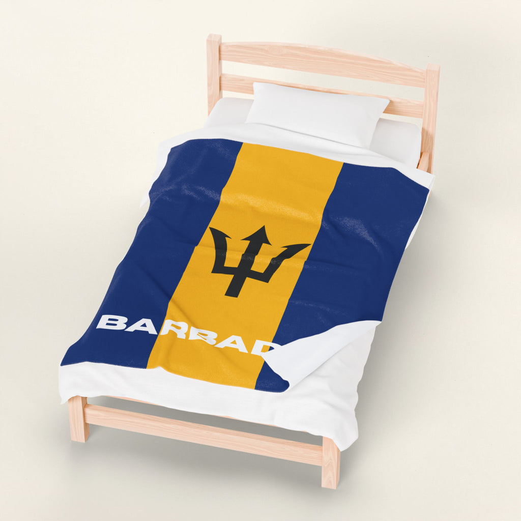 Barbados Flag Velveteen Plush Blanket