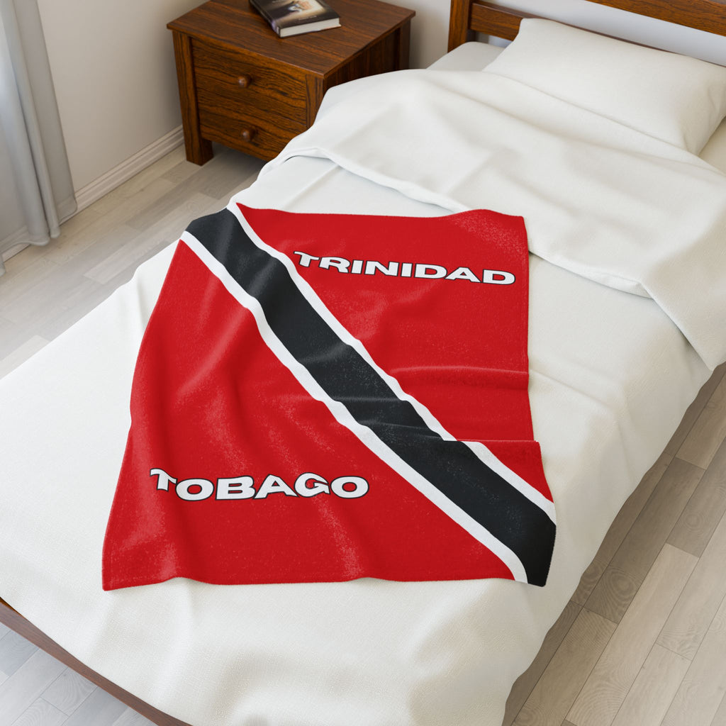 Trinidad Tobago Flag Velveteen Plush Blanket - Irie Blues Boutique