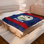 Belize Flag Velveteen Plush Blanket - Irie Blues Boutique