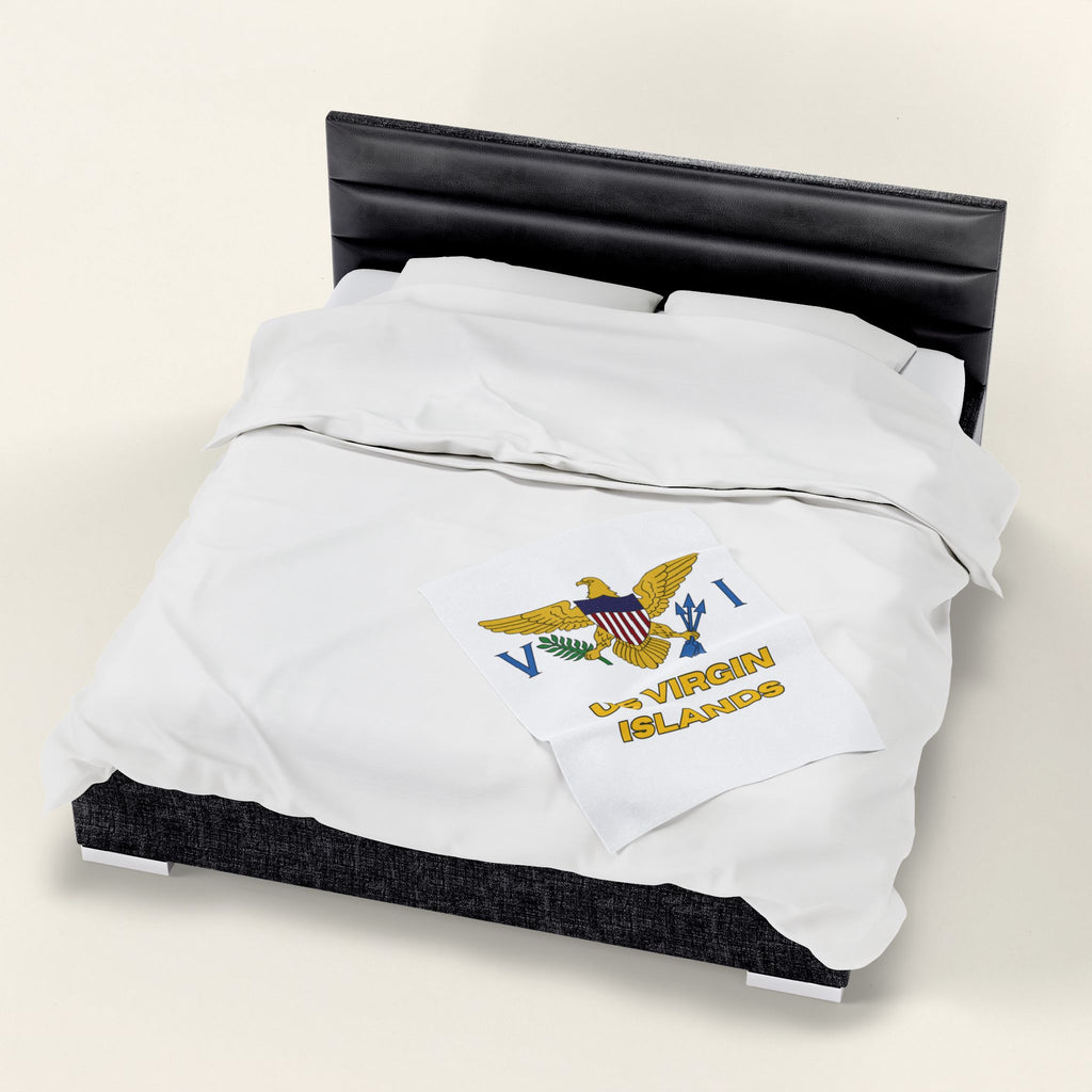 US Virgin Islands Flag Velveteen Plush Blanket - Irie Blues Boutique