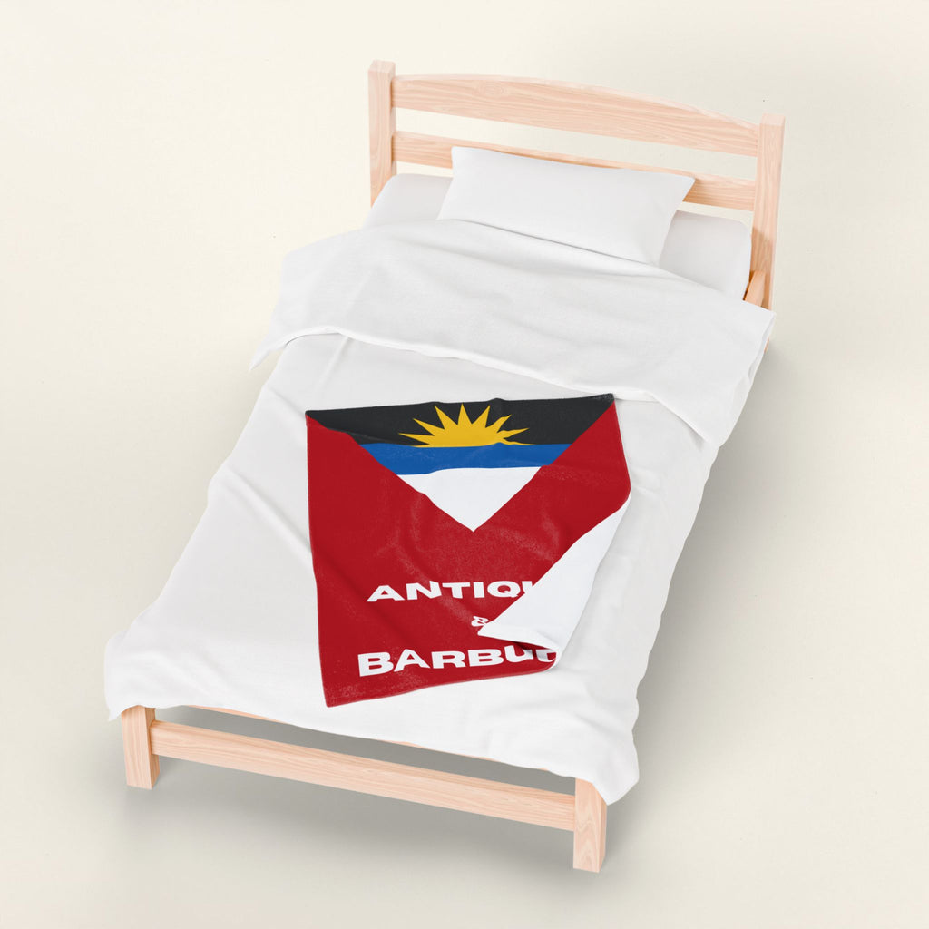 Antigua Barbuda Flag Velveteen Plush Blanket - Irie Blues Boutique