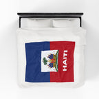 Haiti Flag Velveteen Plush Blanket - Irie Blues Boutique