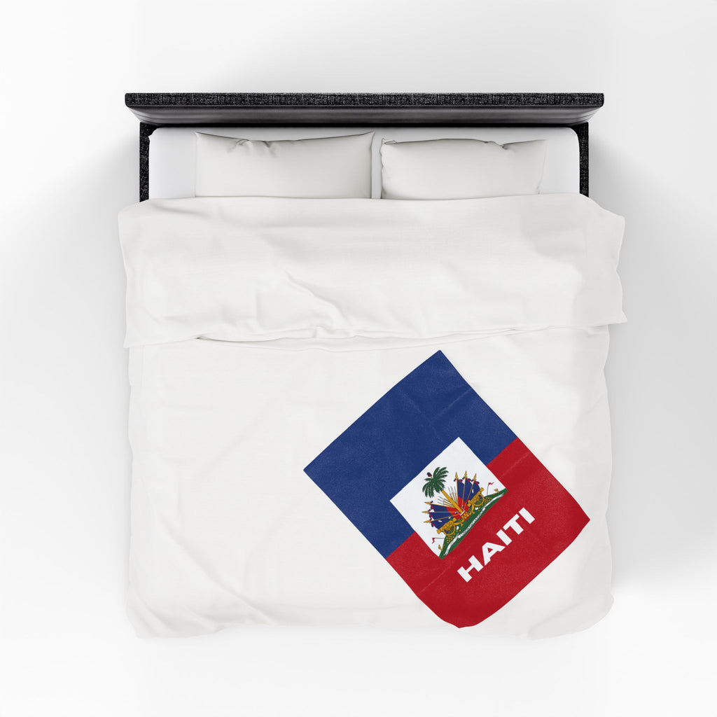 Haiti Flag Velveteen Plush Blanket - Irie Blues Boutique
