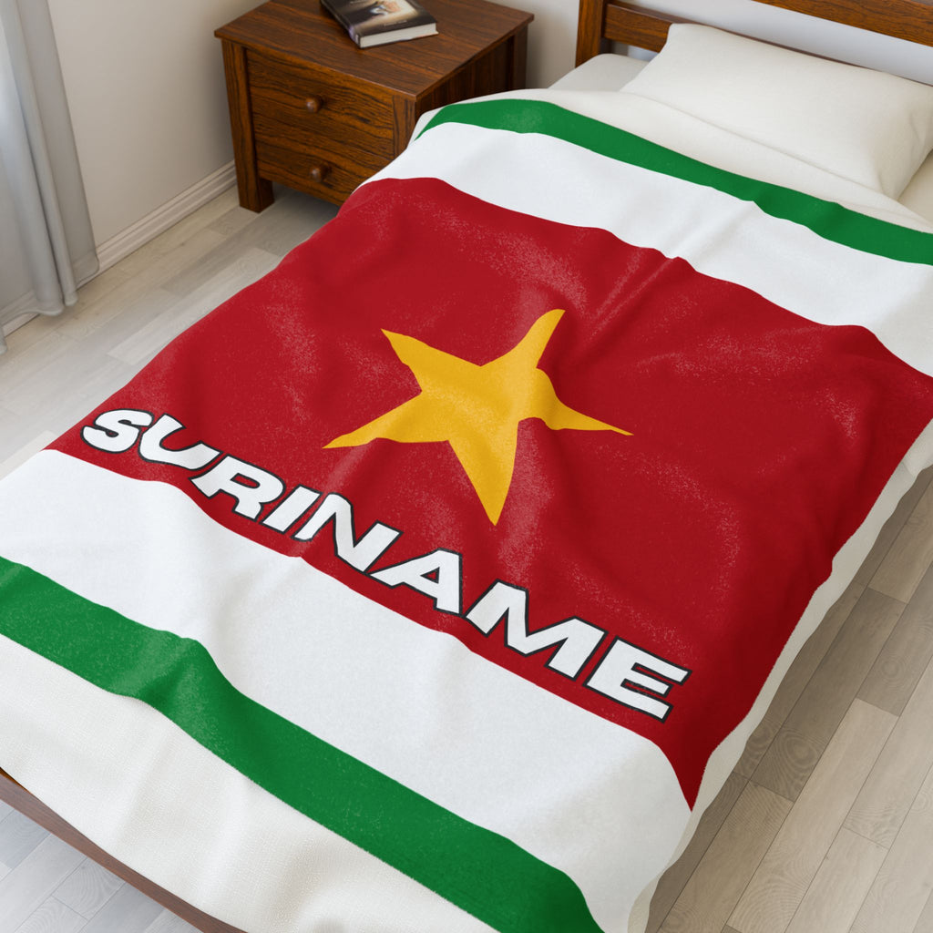 Suriname Flag Velveteen Plush Blanket - Irie Blues Boutique