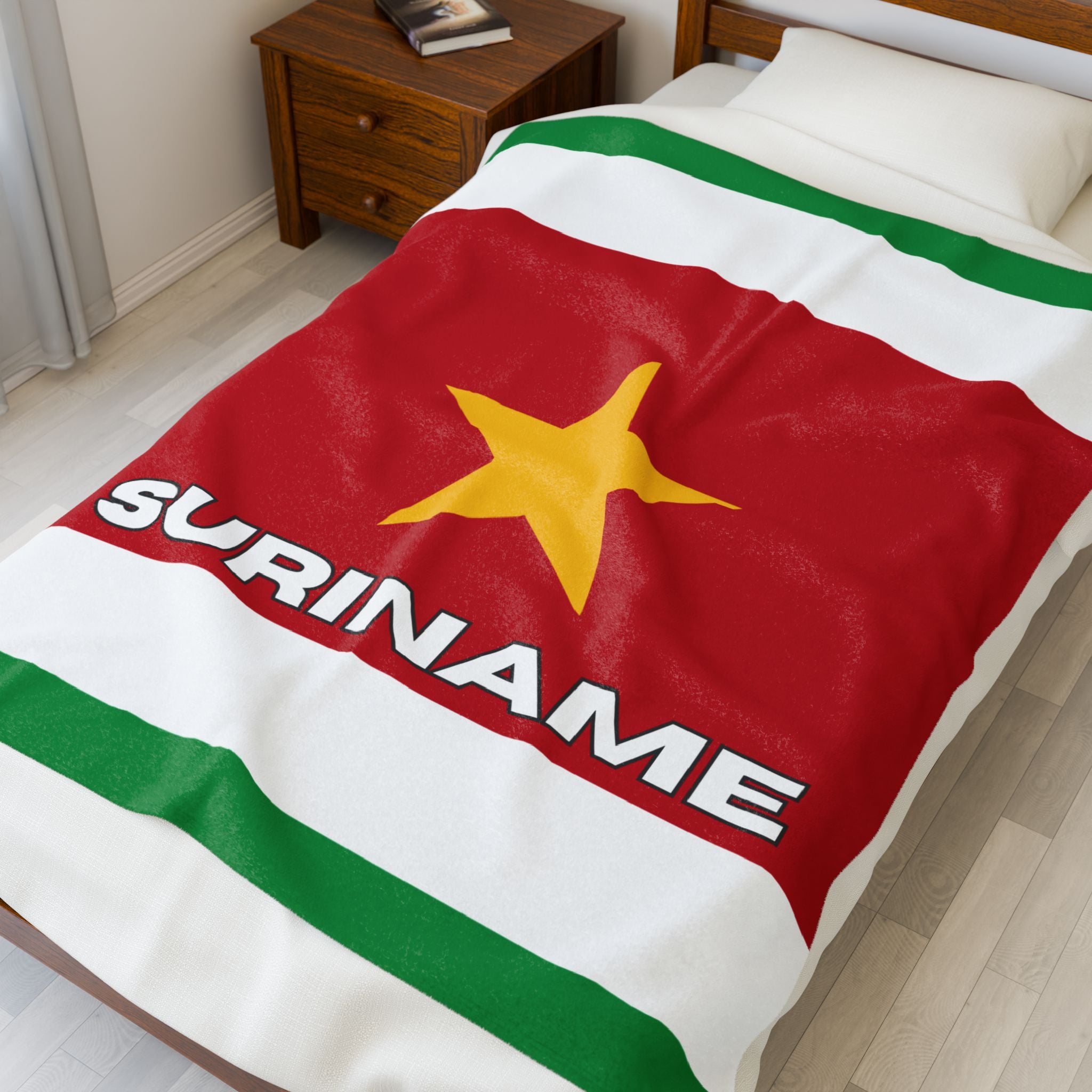 Suriname Flag Velveteen Plush Blanket - Irie Blues Boutique