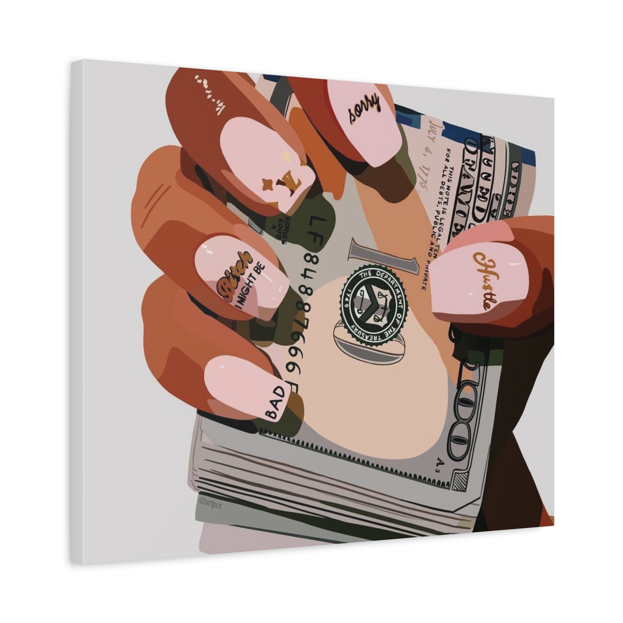 Nails & Money Chic Money Canvas Wall Art, Currency Home Decor, Motivational Wall Decor, Gift for Her, Trendy Room Decoration - Irie Blues Boutique