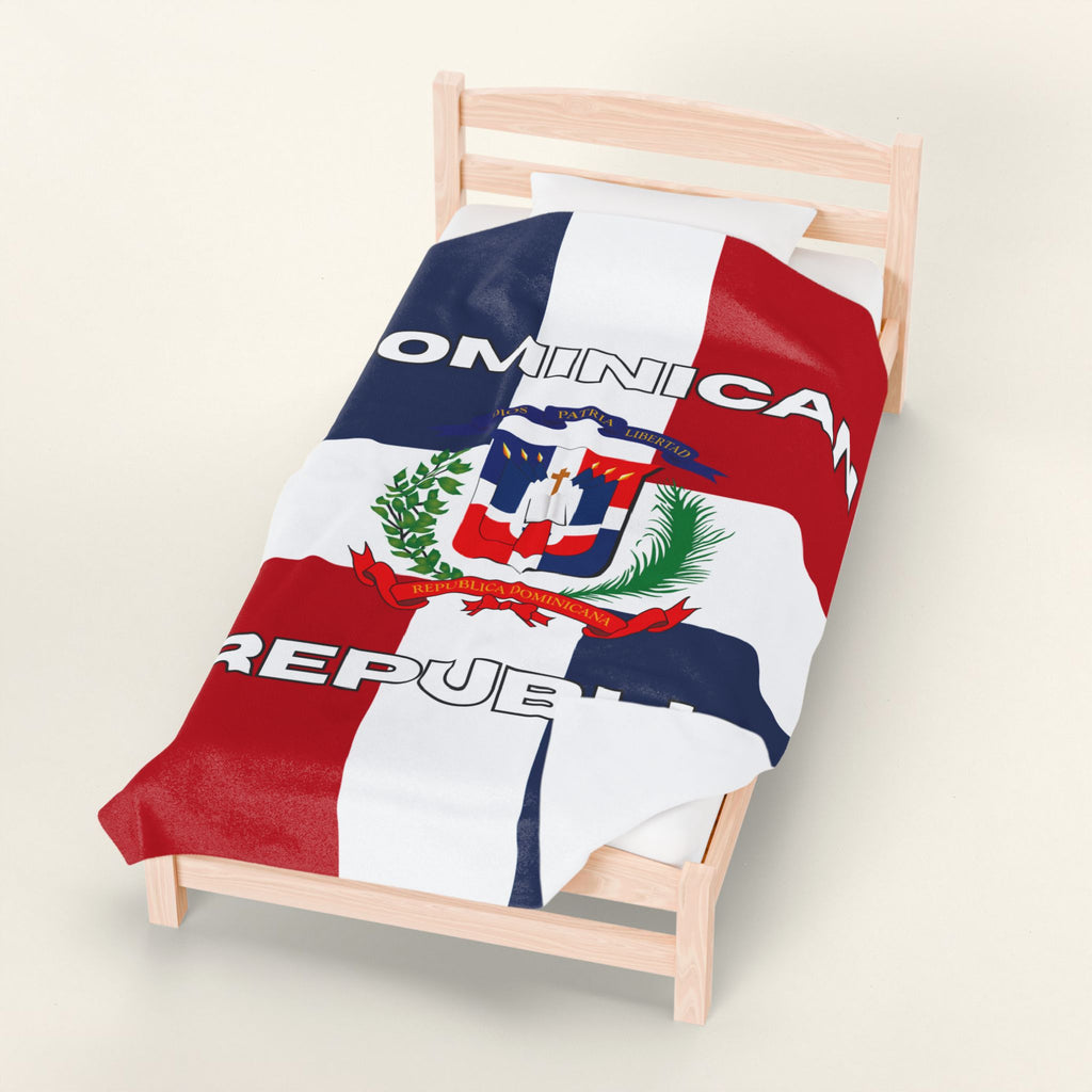 Dominican Republic Flag Velveteen Plush Blanket - Irie Blues Boutique