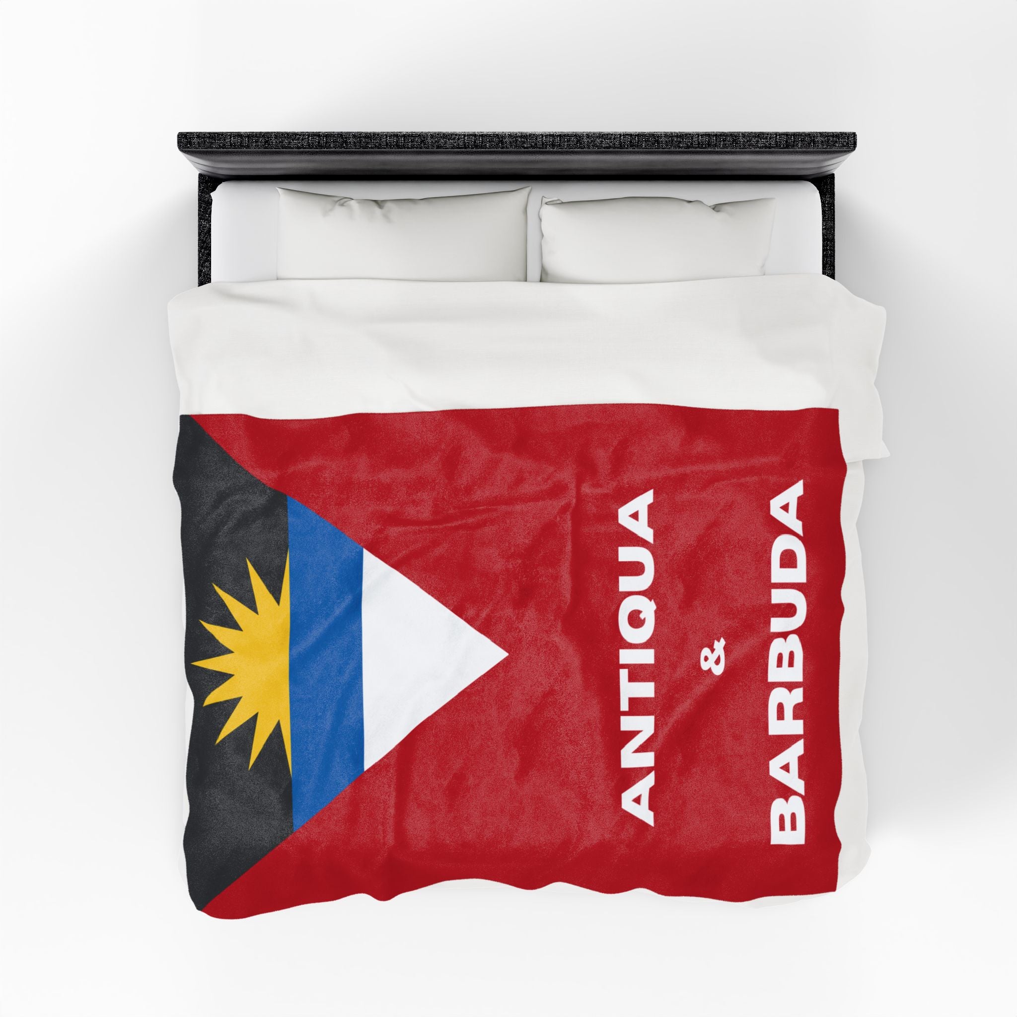 Antigua Barbuda Flag Velveteen Plush Blanket - Irie Blues Boutique