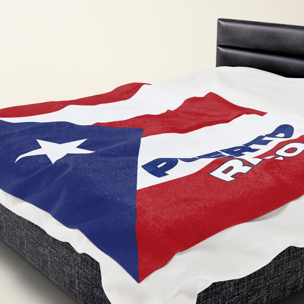 Puerto Rico Flag Velveteen Plush Blanket - Irie Blues Boutique