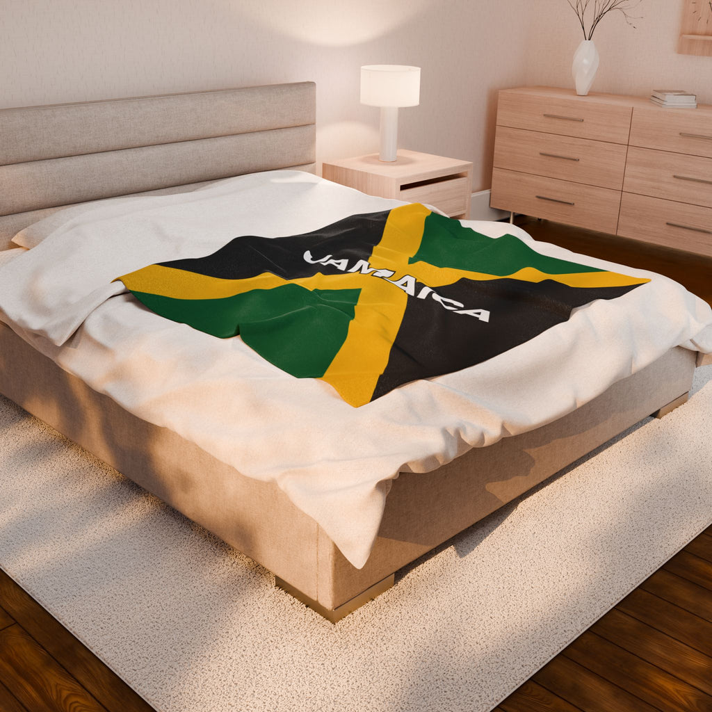 Jamaica Flag Velveteen Plush Blanket - Irie Blues Boutique