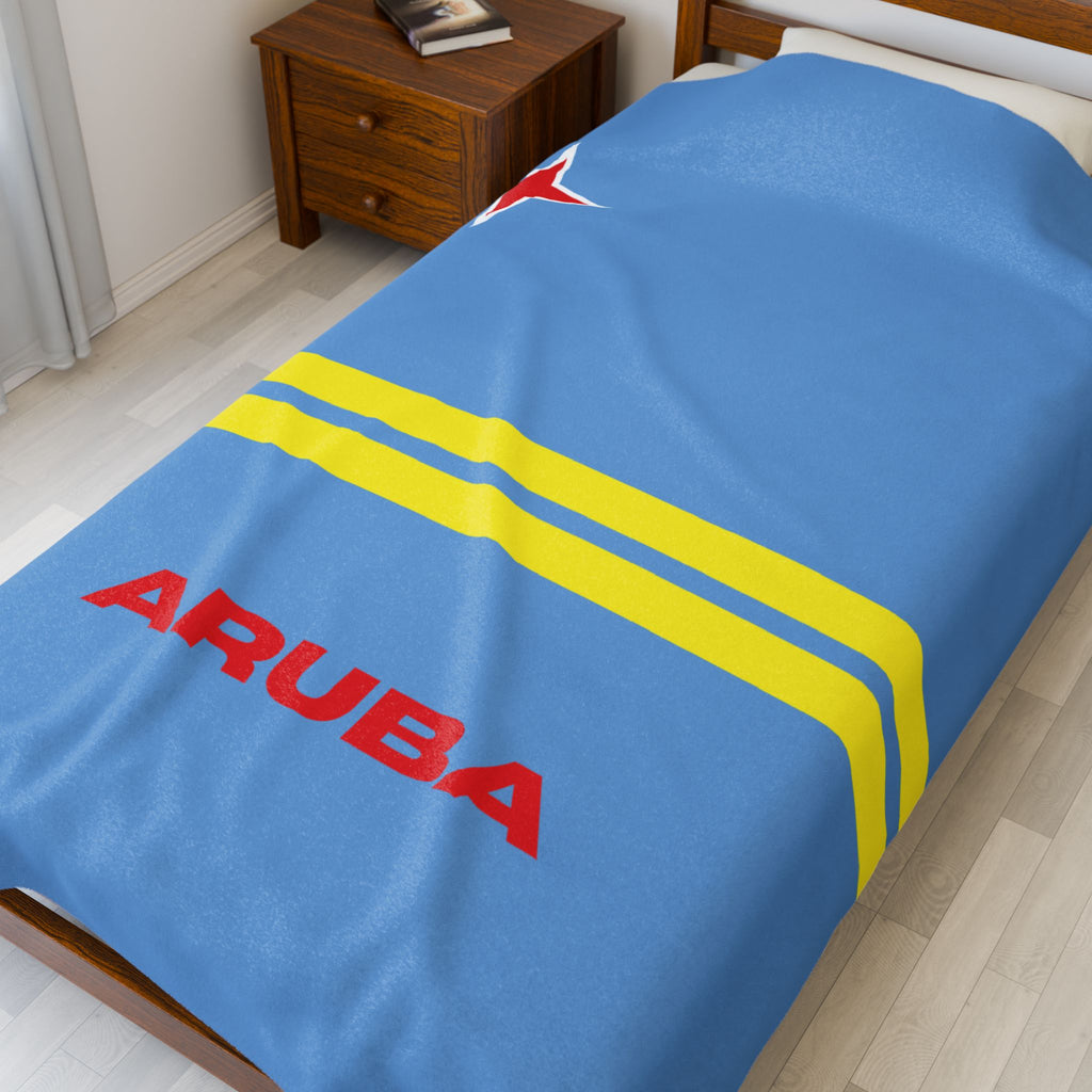 Aruba Flag Velveteen Plush Blanket