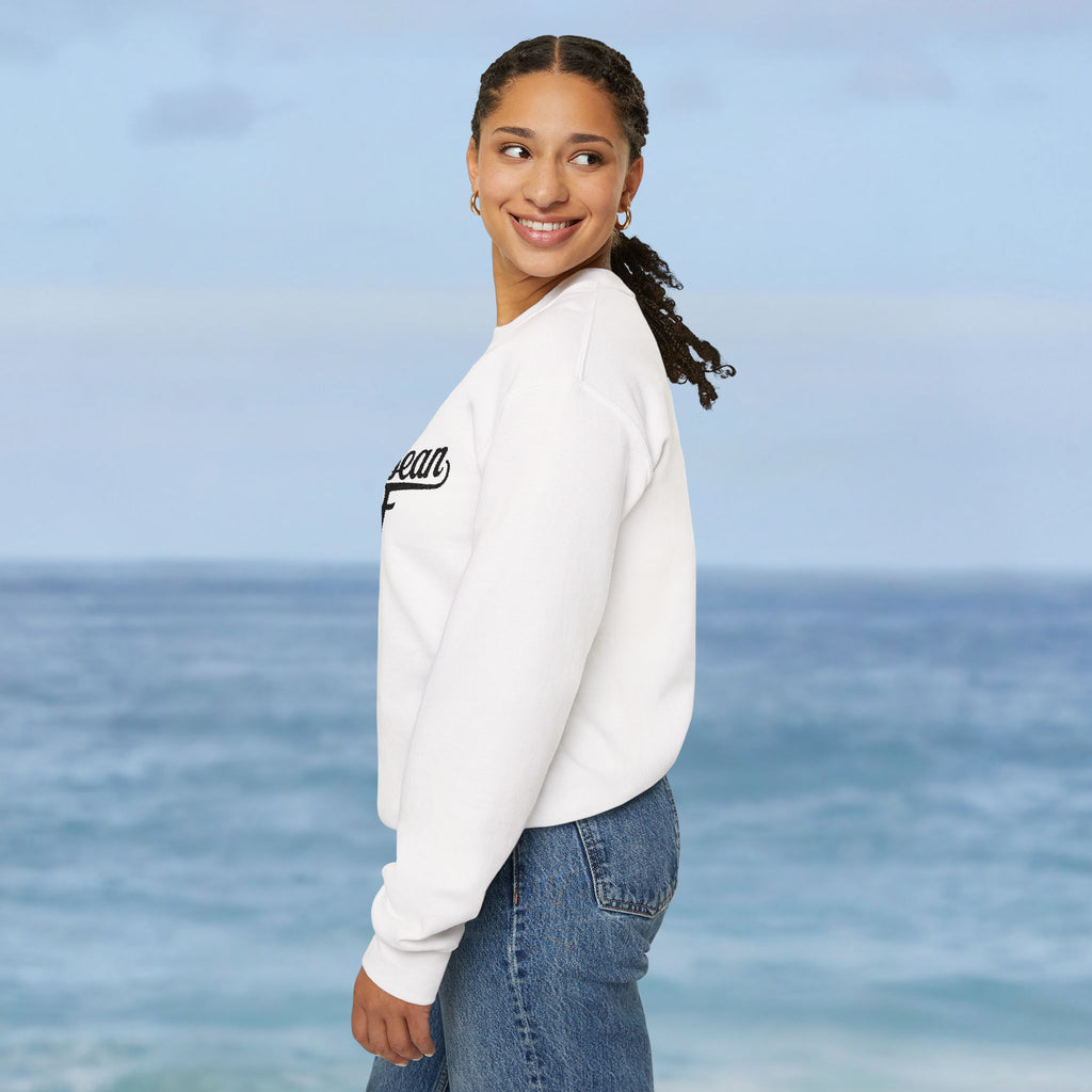 Caribbean AF White Embroidery Sweatshirt - Irie Blues Boutique