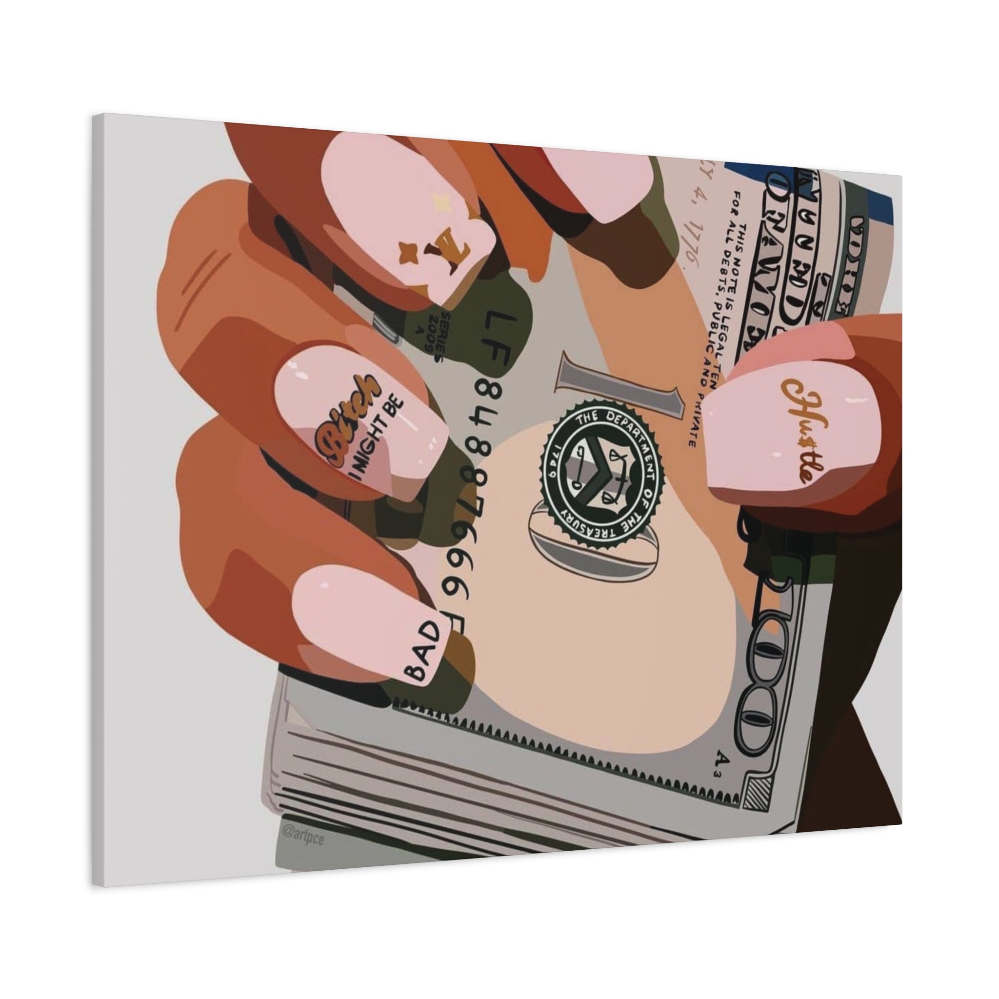 Nails & Money Chic Money Canvas Wall Art, Currency Home Decor, Motivational Wall Decor, Gift for Her, Trendy Room Decoration - Irie Blues Boutique