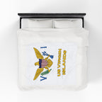 US Virgin Islands Flag Velveteen Plush Blanket - Irie Blues Boutique