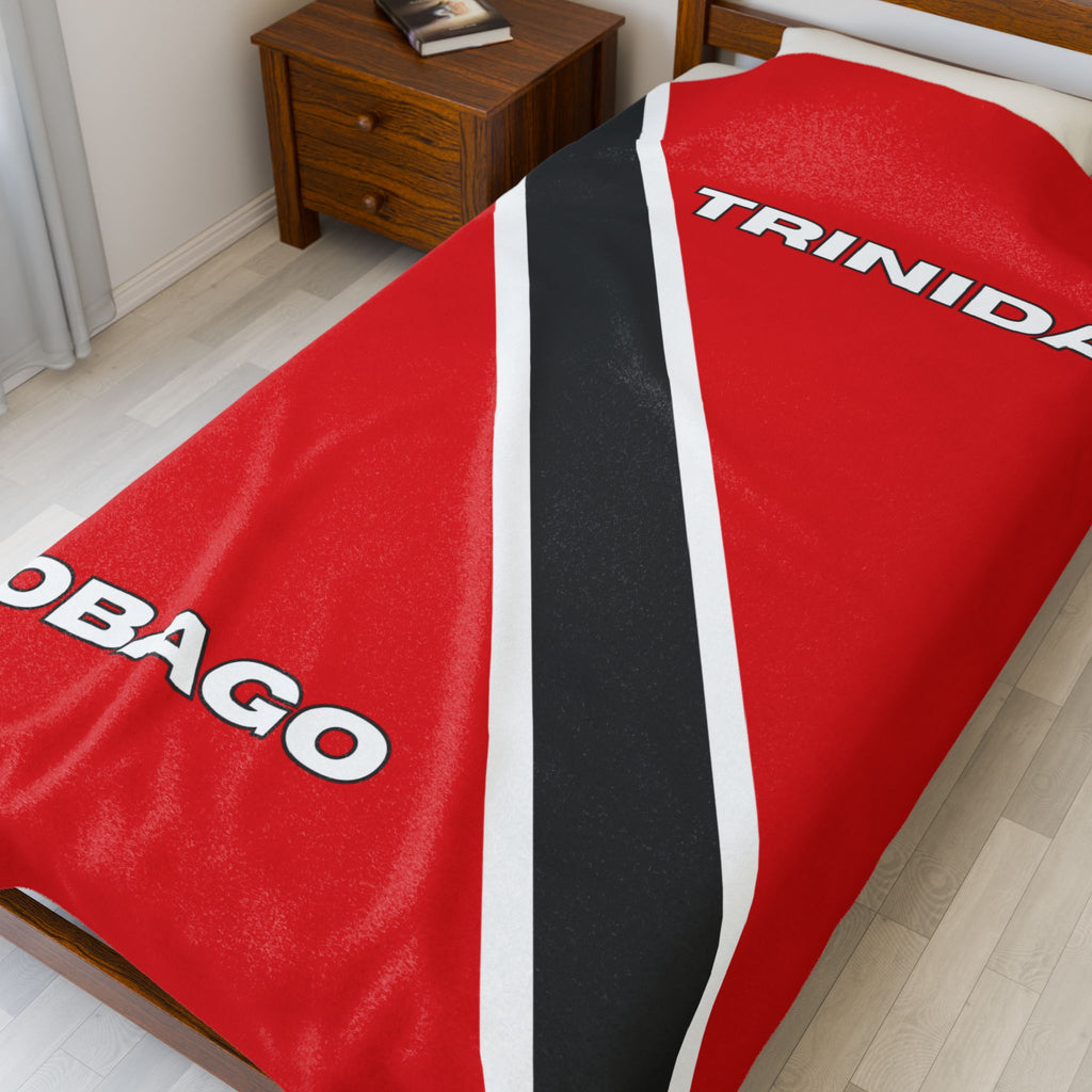 Trinidad Tobago Flag Velveteen Plush Blanket - Irie Blues Boutique