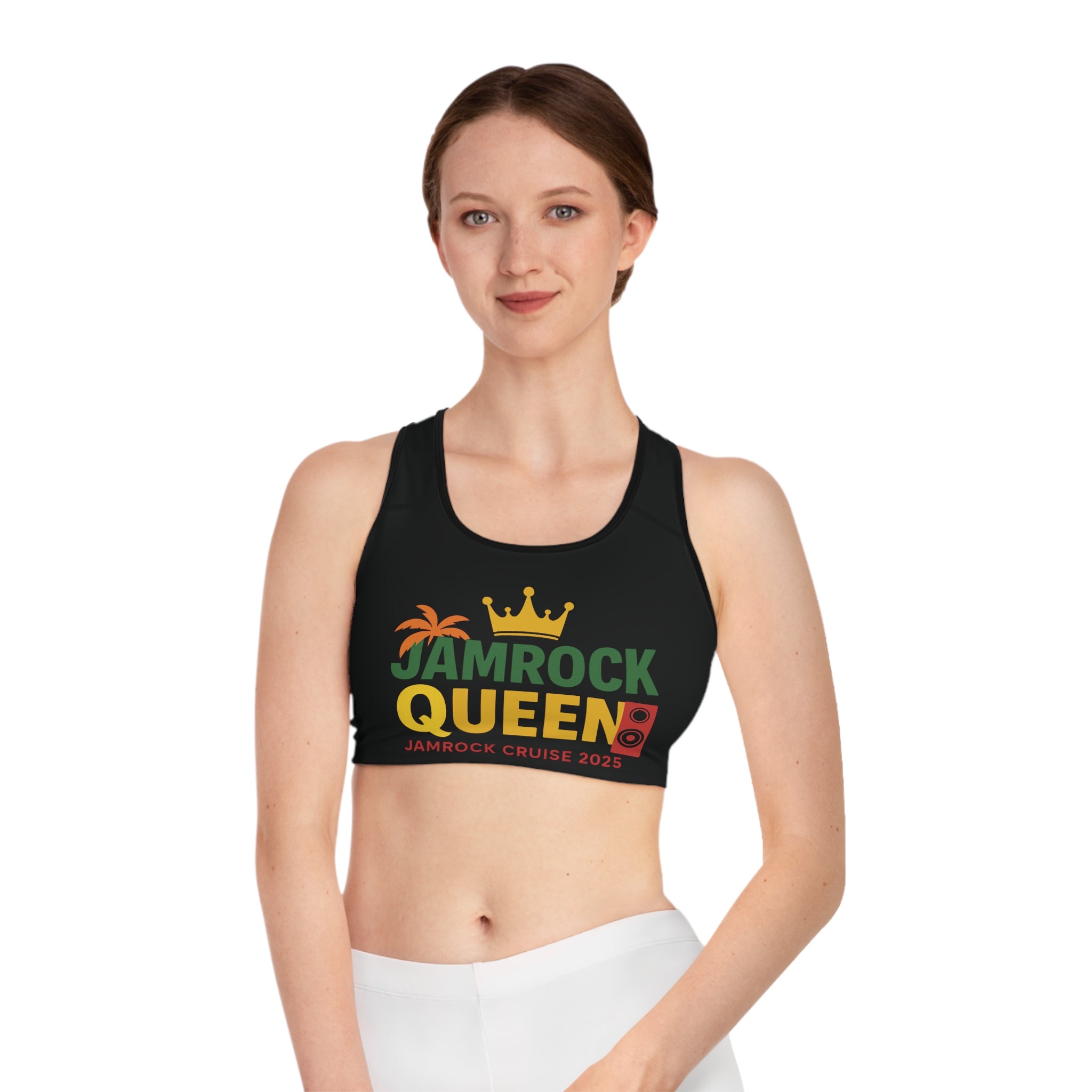 Jamrock Queen Sports Bra, Workout Top, Fitness Gear, Activewear, Perfect Gift for Dancers, Exercise Clothing, Festival Attire - Irie Blues Boutique