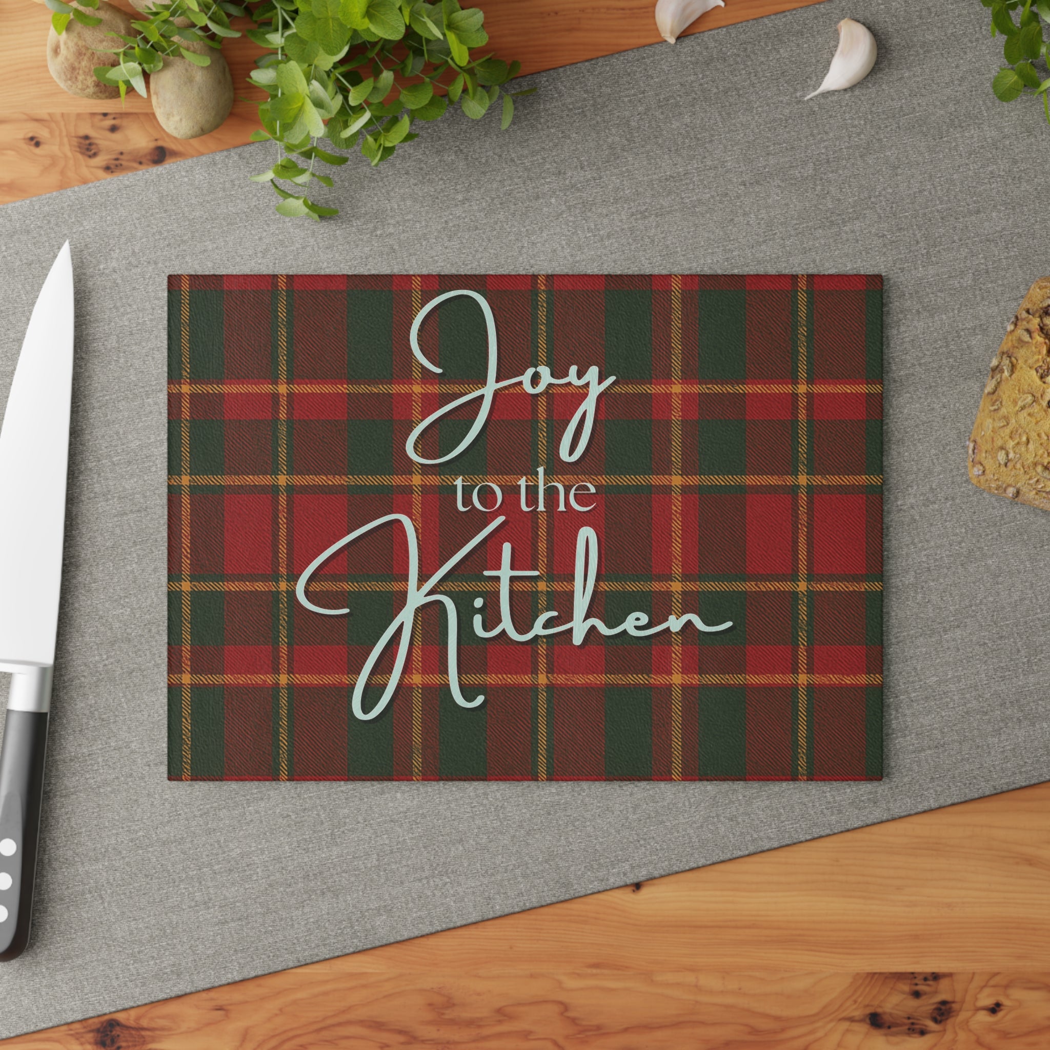 Joyful Holiday Glass Cutting Board