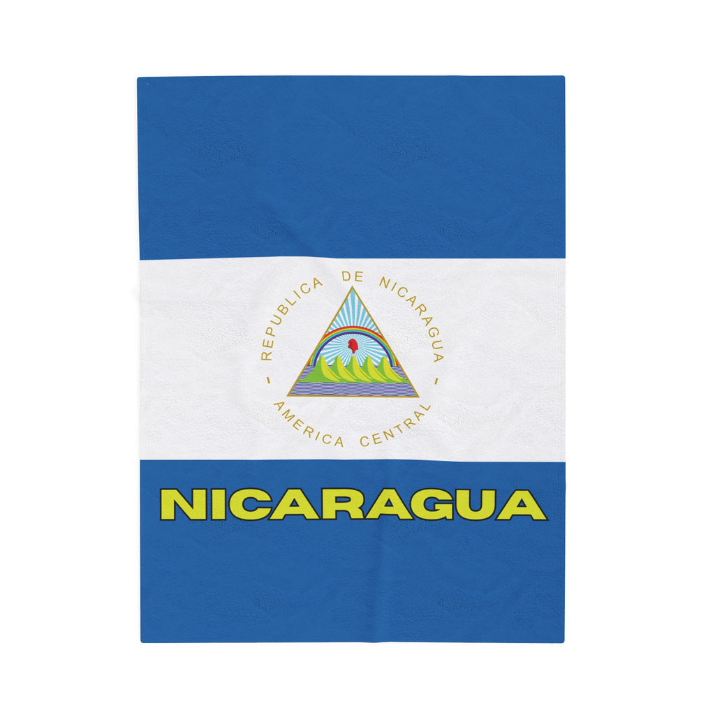Nicaragua Flag Velveteen Plush Blanket - Irie Blues Boutique