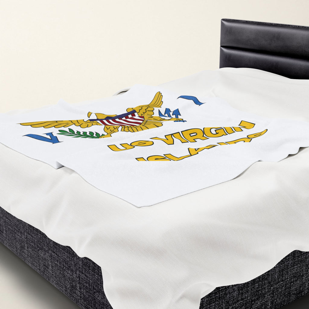 US Virgin Islands Flag Velveteen Plush Blanket - Irie Blues Boutique