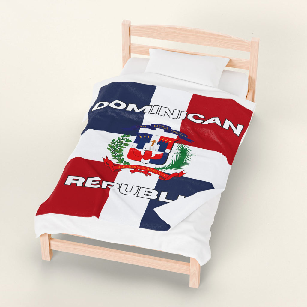 Dominican Republic Flag Velveteen Plush Blanket - Irie Blues Boutique