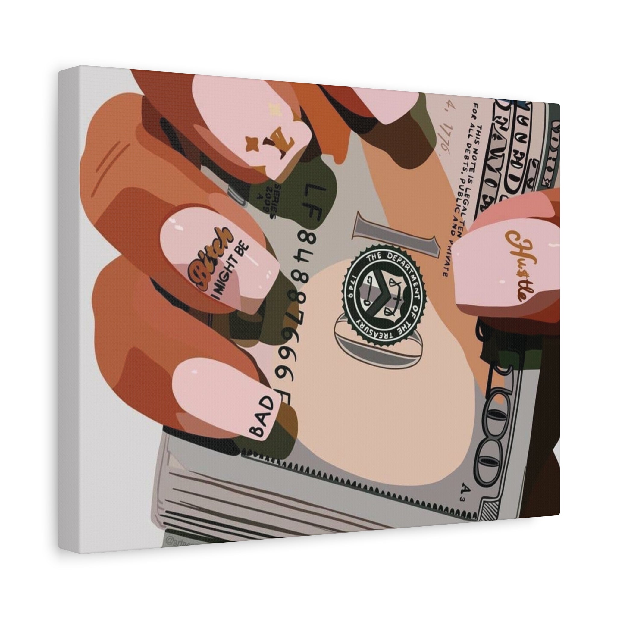 Nails & Money Chic Money Canvas Wall Art, Currency Home Decor, Motivational Wall Decor, Gift for Her, Trendy Room Decoration - Irie Blues Boutique