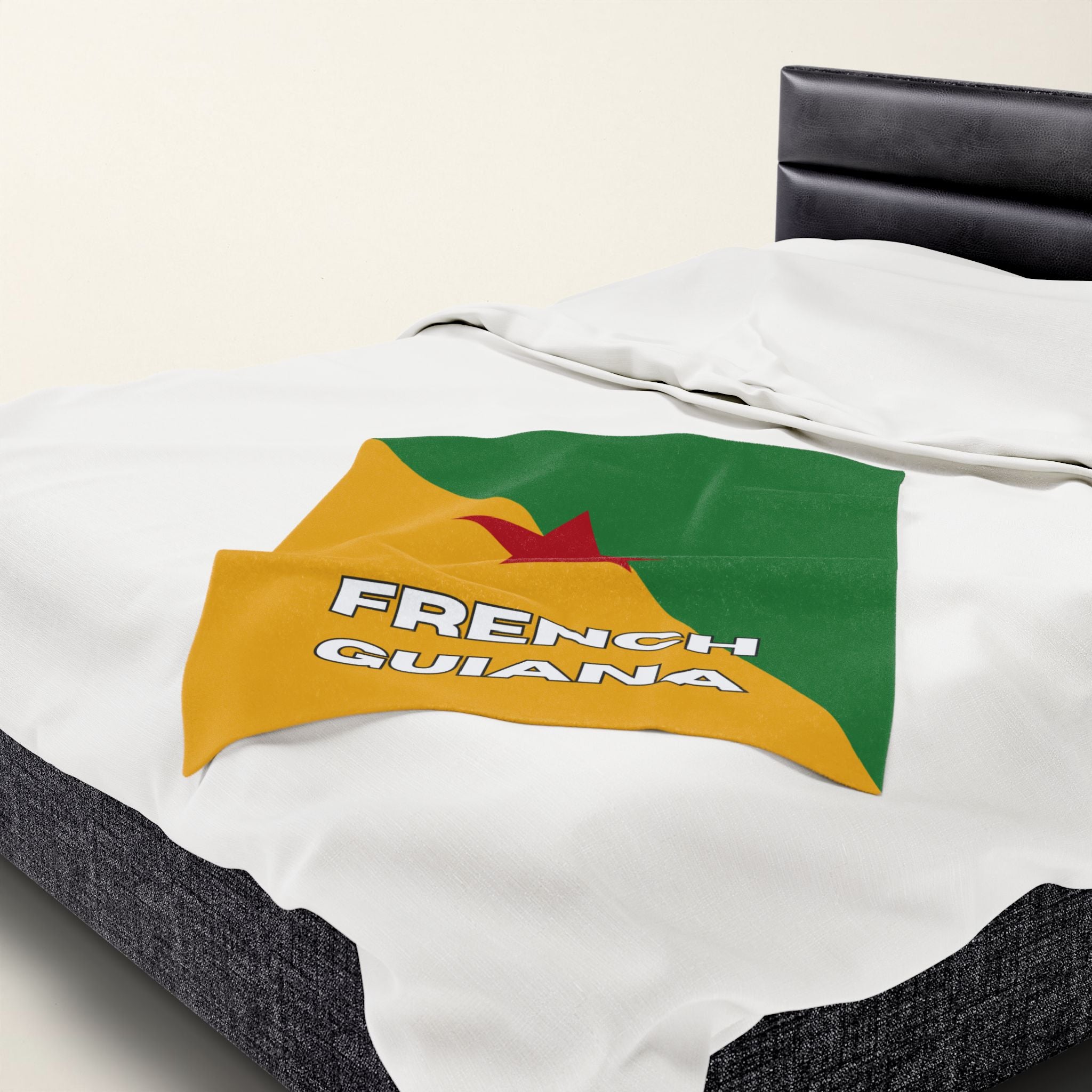 French Guiana Flag Velveteen Plush Blanket - Irie Blues Boutique