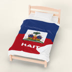 Haiti Flag Velveteen Plush Blanket - Irie Blues Boutique