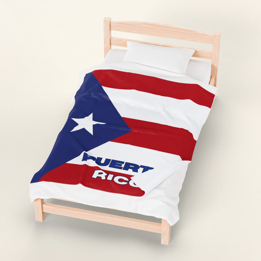 Puerto Rico Flag Velveteen Plush Blanket - Irie Blues Boutique