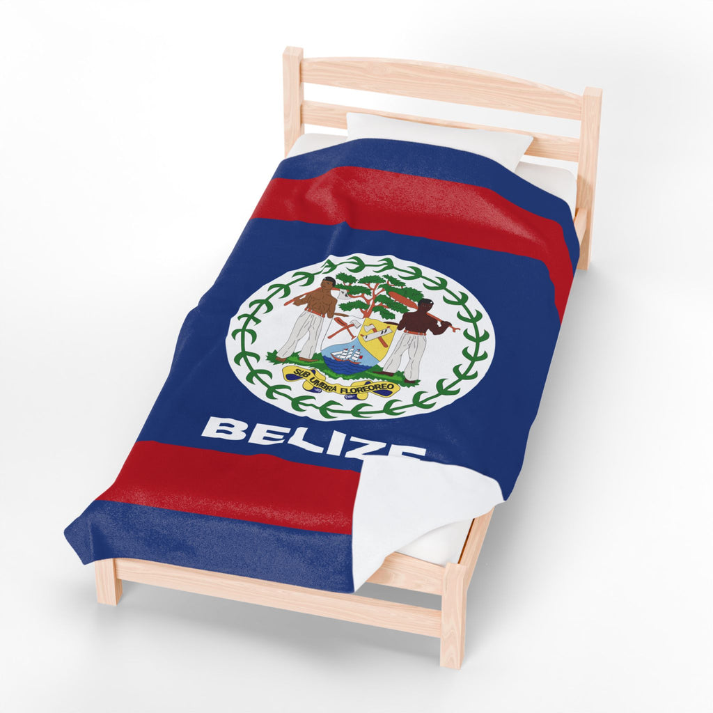 Belize Flag Velveteen Plush Blanket - Irie Blues Boutique