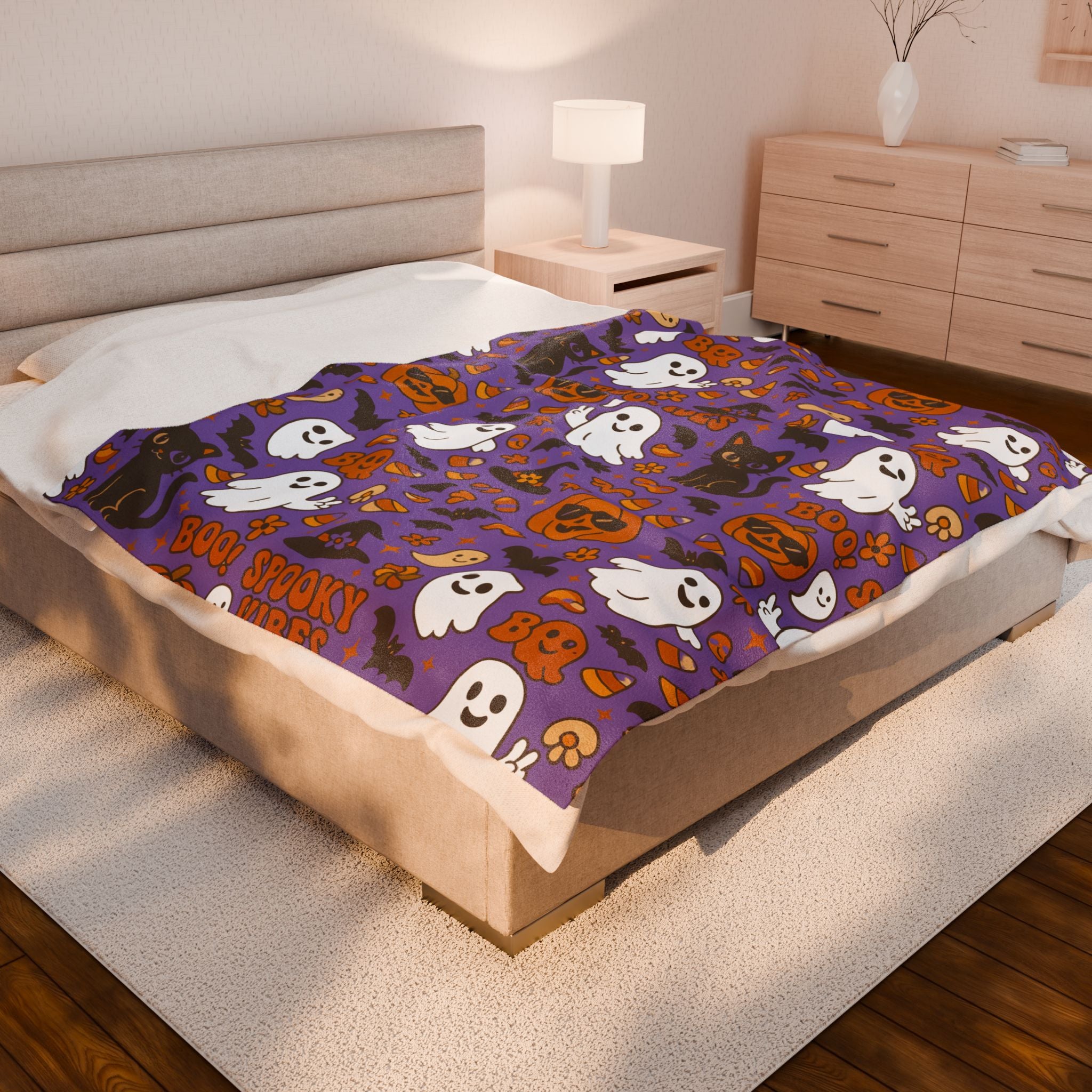 Spooky Vibes Velveteen Plush Blanket