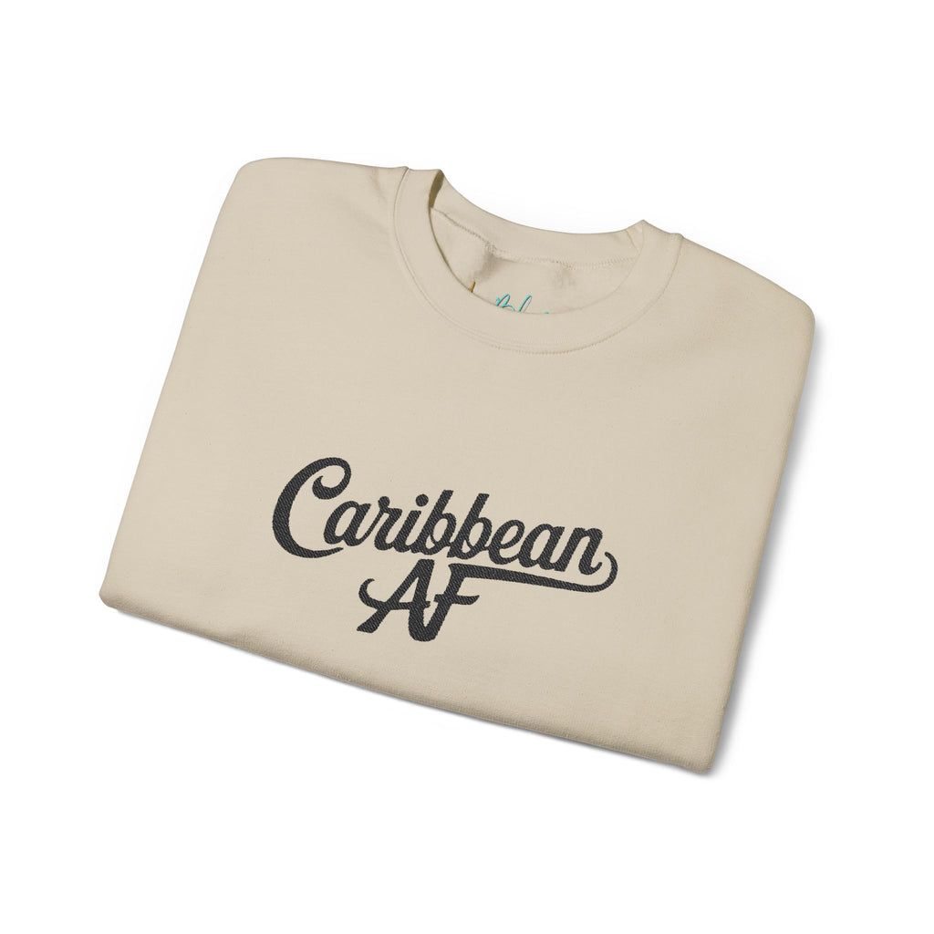 Caribbean AF White Embroidery Sweatshirt - Irie Blues Boutique