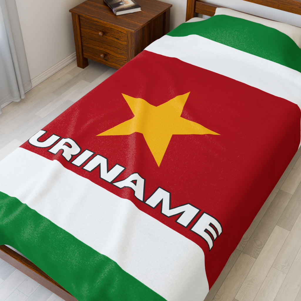 Suriname Flag Velveteen Plush Blanket - Irie Blues Boutique