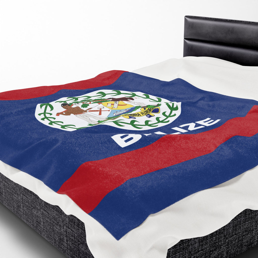 Belize Flag Velveteen Plush Blanket - Irie Blues Boutique