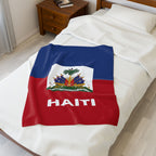Haiti Flag Velveteen Plush Blanket - Irie Blues Boutique