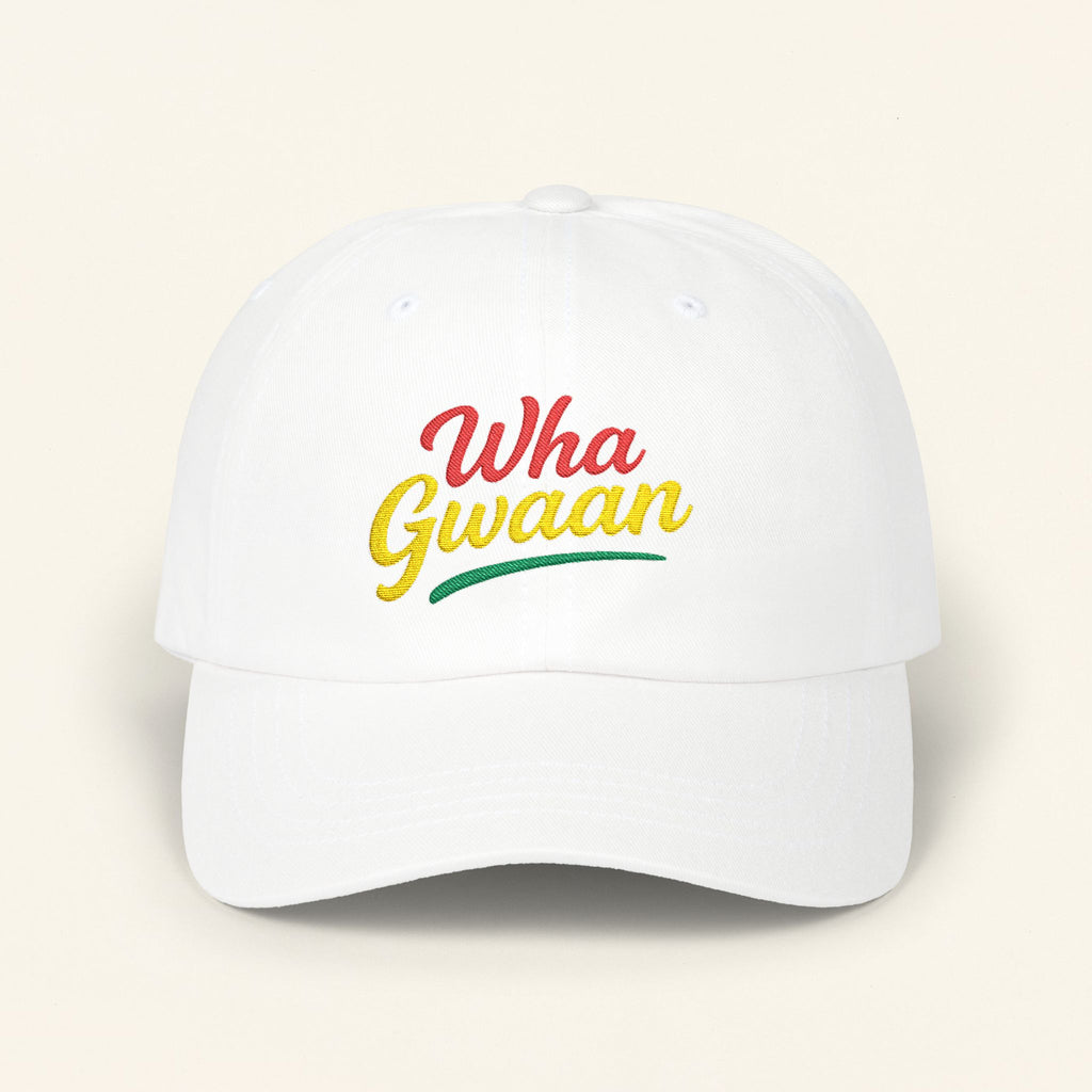 Wha Gwaan' Embroidery, Trendy Fashion Hat, Gift for Dads, Summer Style, Casual Headwear, Vacation Essential - Irie Blues Boutique