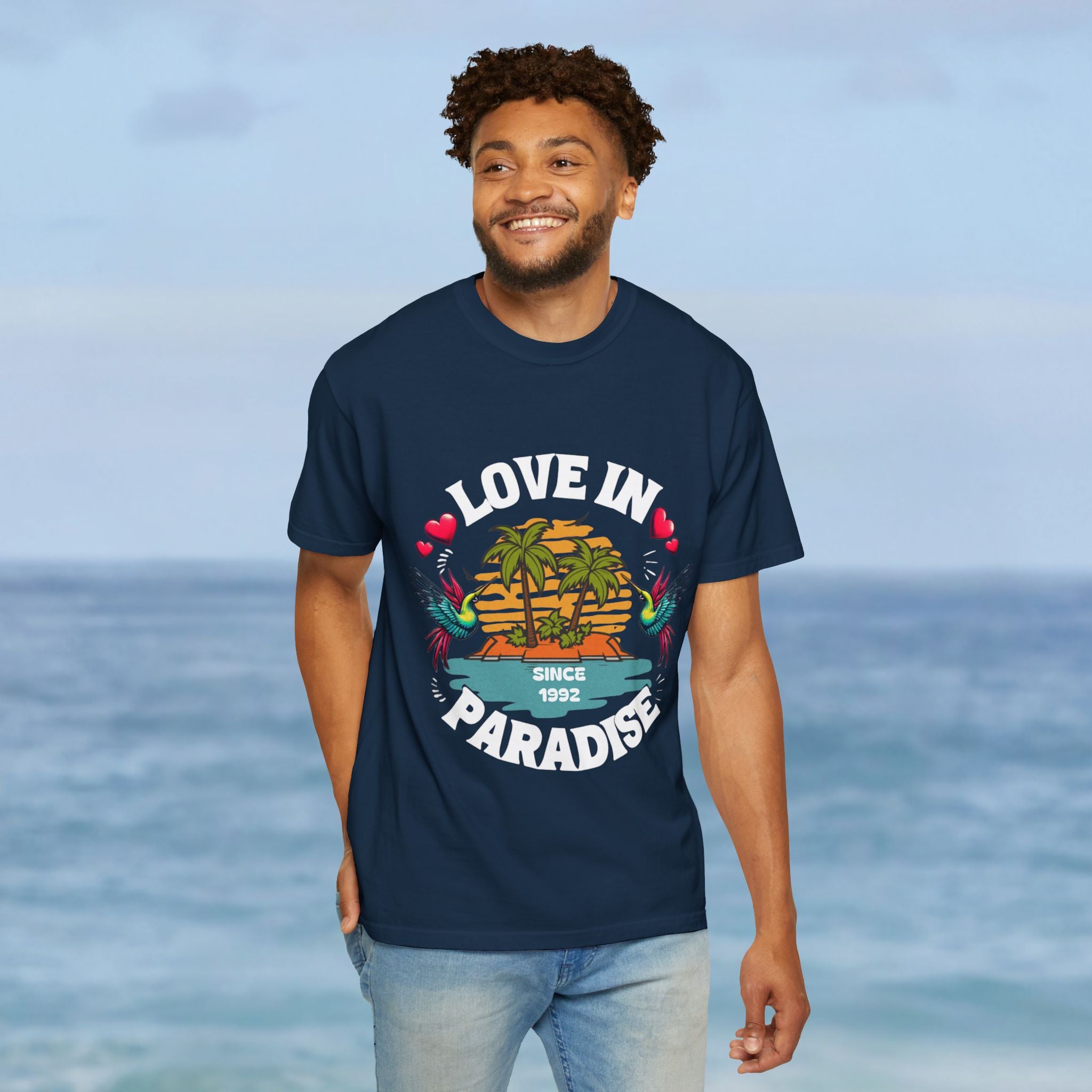 Love In Paradise Couples Personalized Date T-Shirt