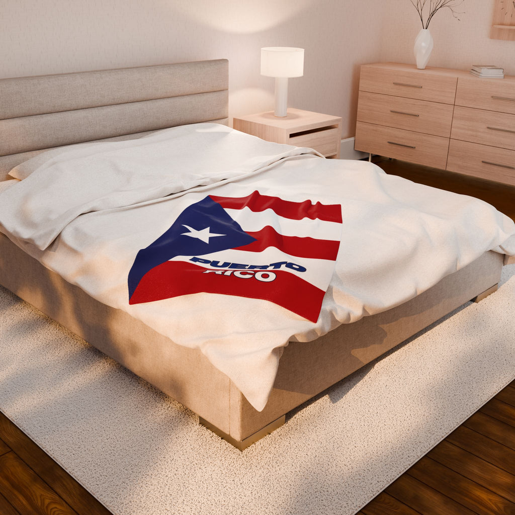 Puerto Rico Flag Velveteen Plush Blanket - Irie Blues Boutique