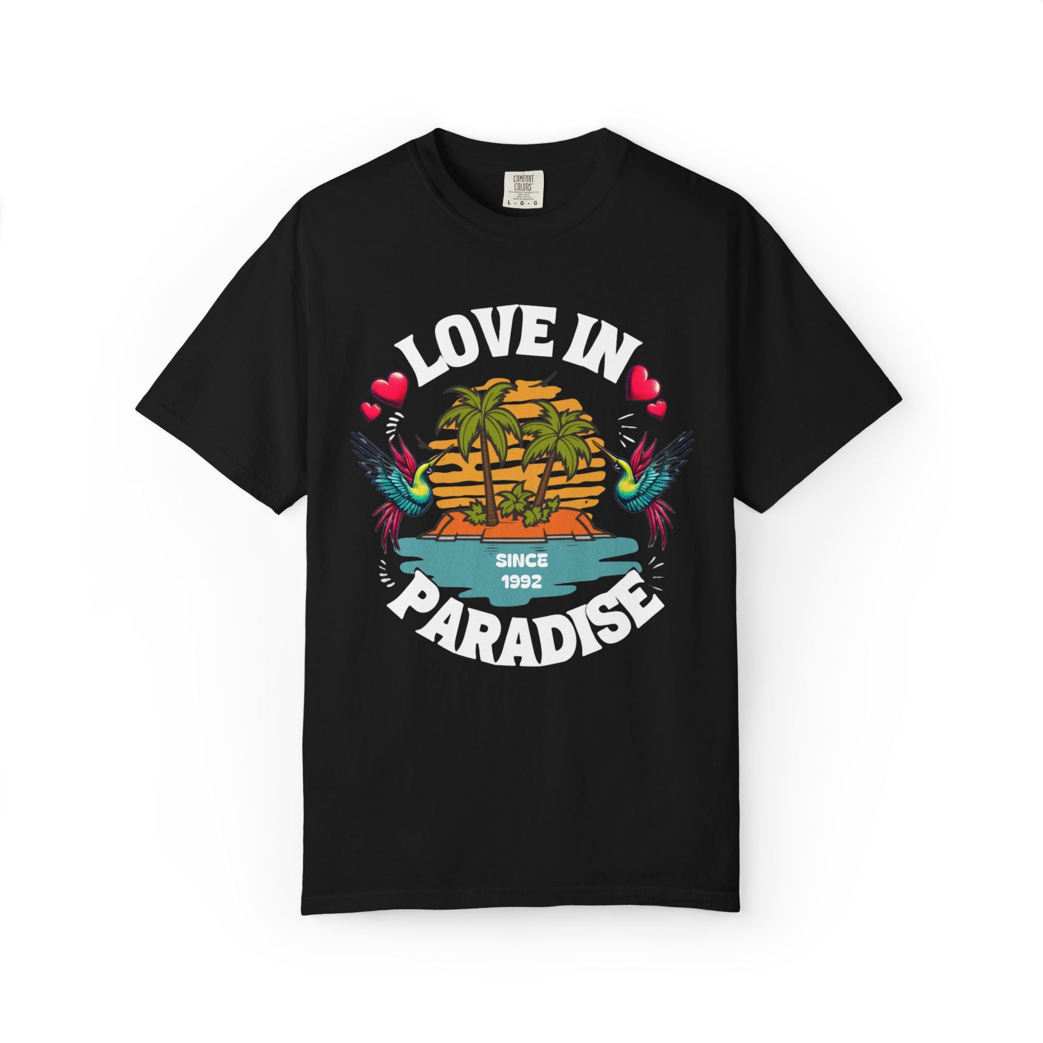 Love In Paradise Couples Personalized Date T-Shirt