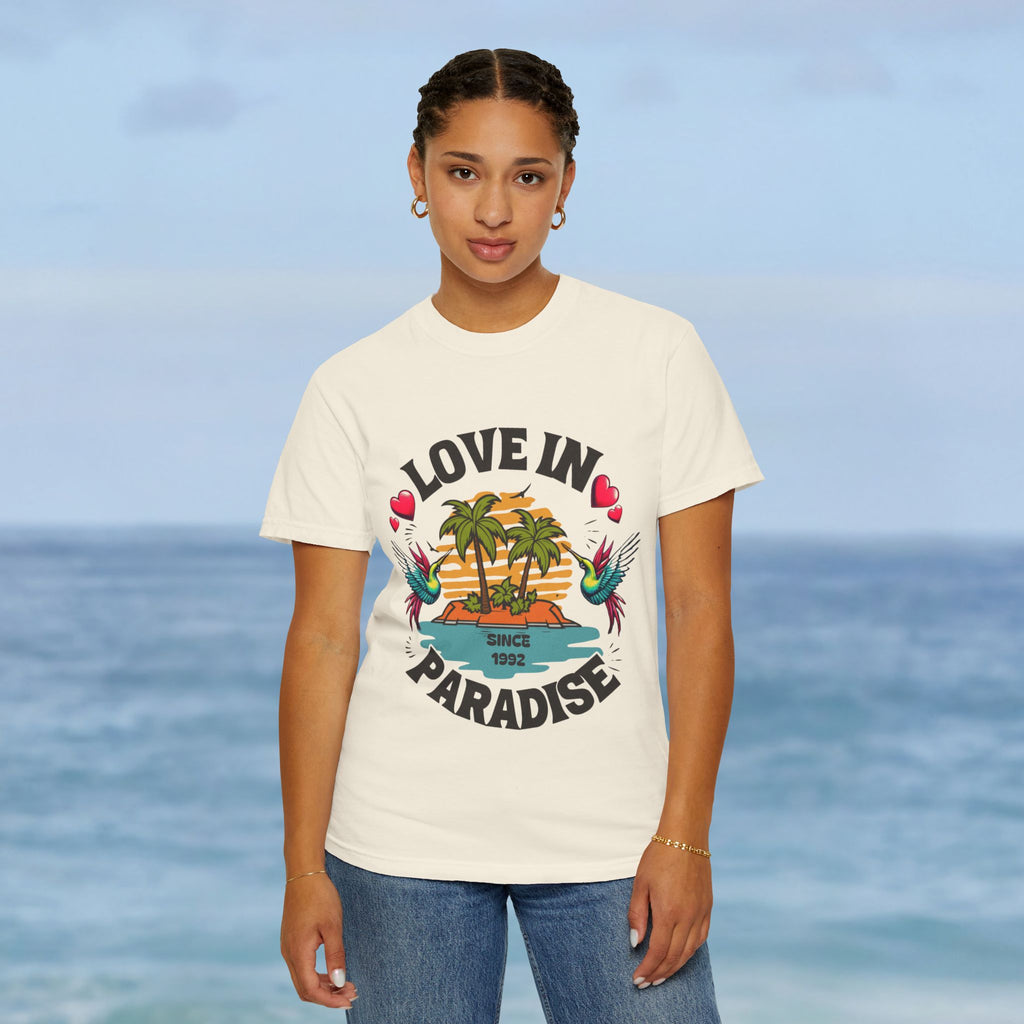 Love In Paradise Couples Personalized Date T-Shirt