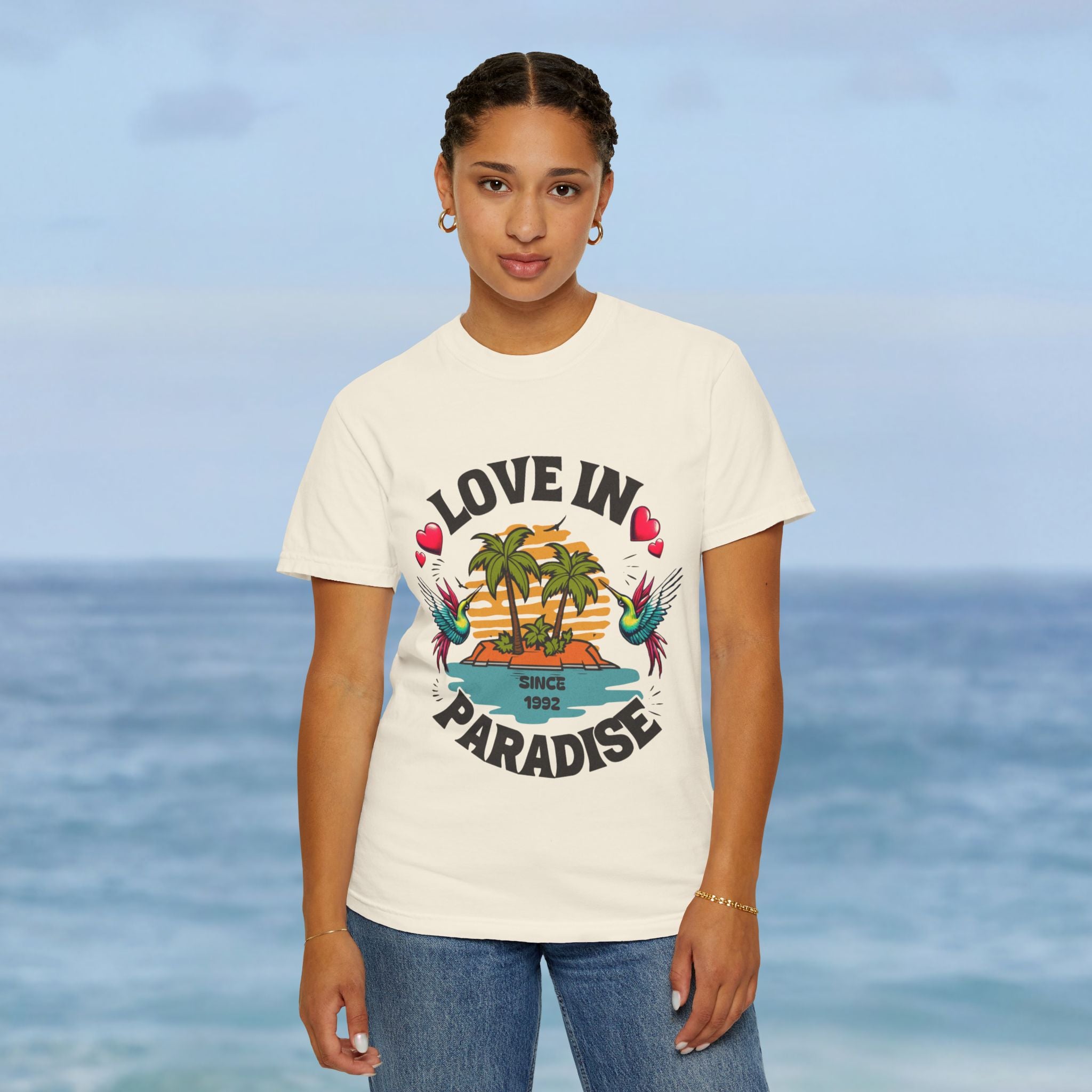 Love In Paradise Couples Personalized Date T-Shirt