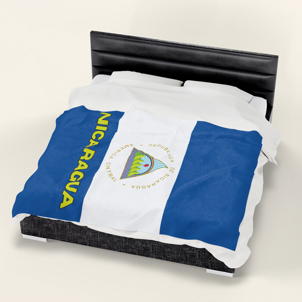 Nicaragua Flag Velveteen Plush Blanket - Irie Blues Boutique