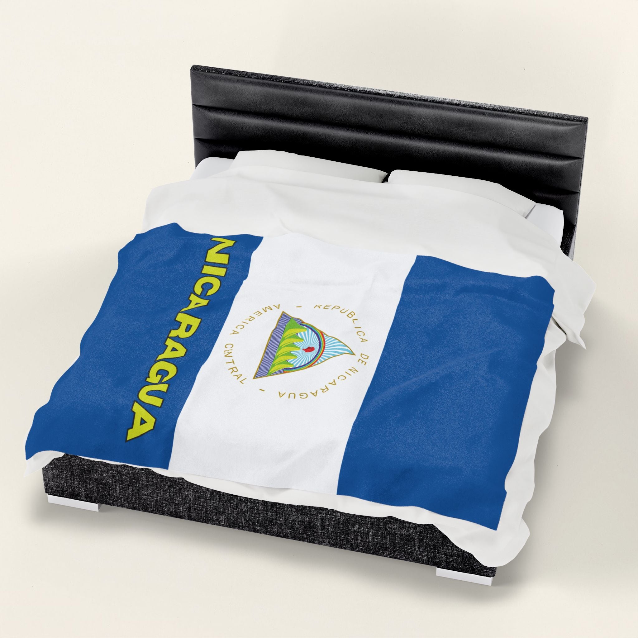 Nicaragua Flag Velveteen Plush Blanket - Irie Blues Boutique