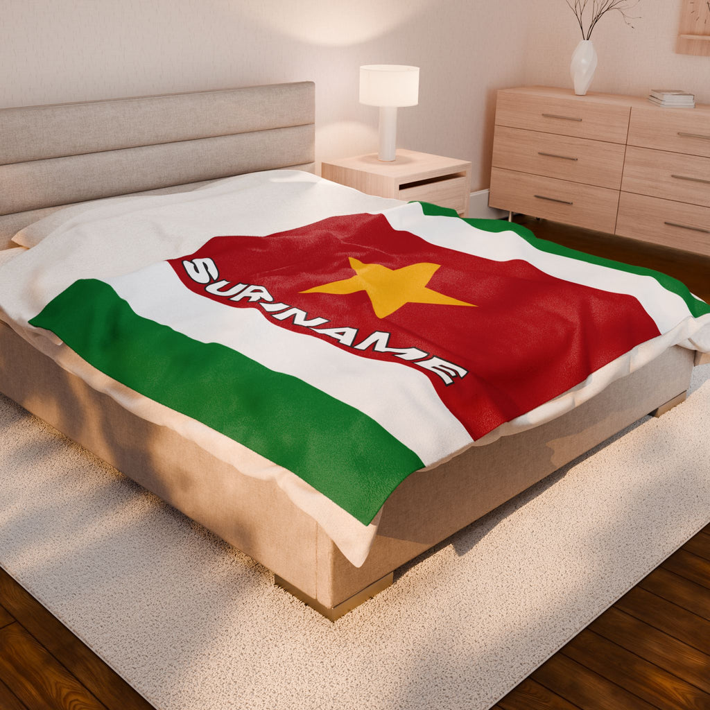 Suriname Flag Velveteen Plush Blanket - Irie Blues Boutique