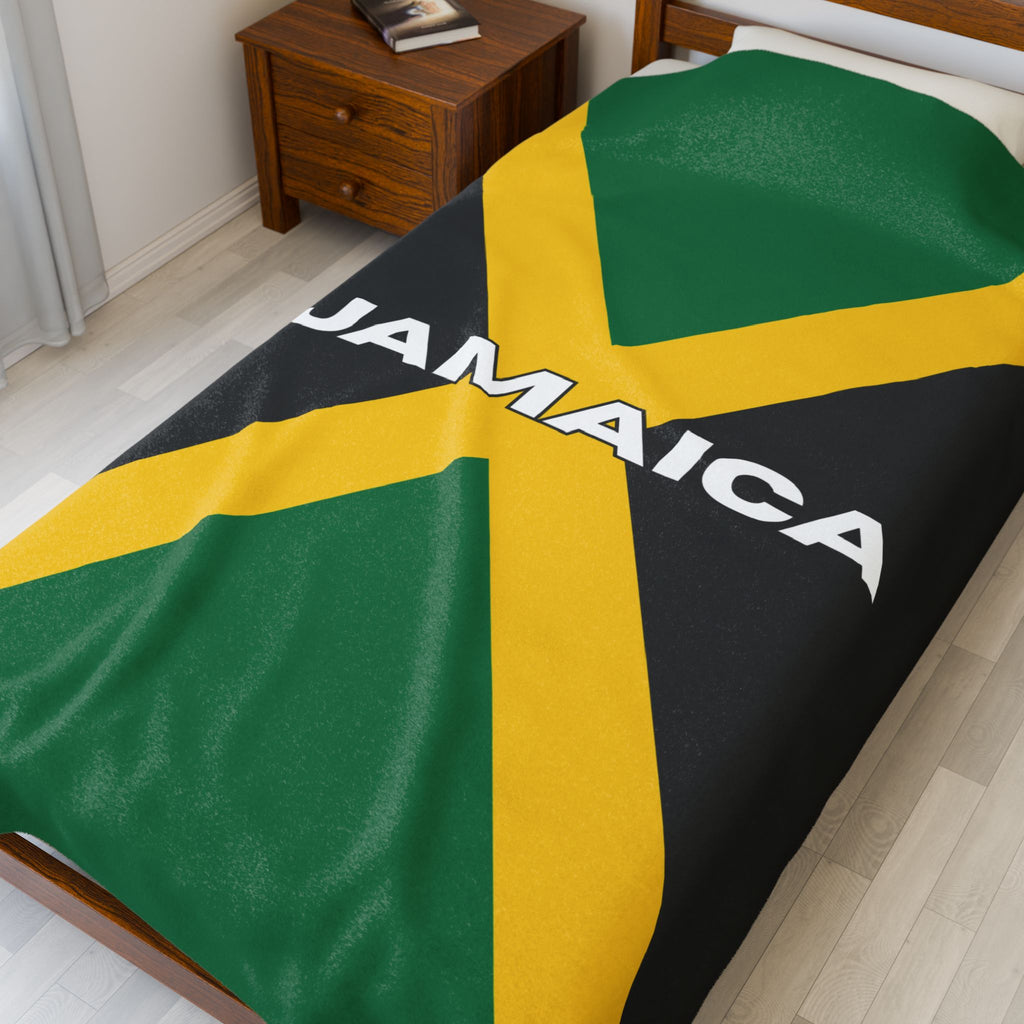 Jamaica Flag Velveteen Plush Blanket - Irie Blues Boutique