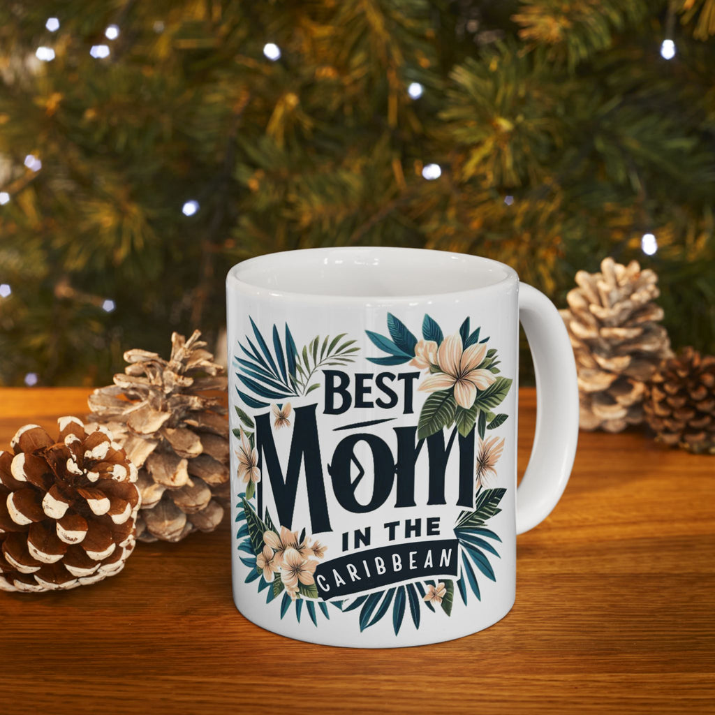 Tropical Floral Mom Mug, Best Mom Gift, Mother's Day Mug, Ceramic Coffee Cup, Personalized Mom Drinkware - Irie Blues Boutique