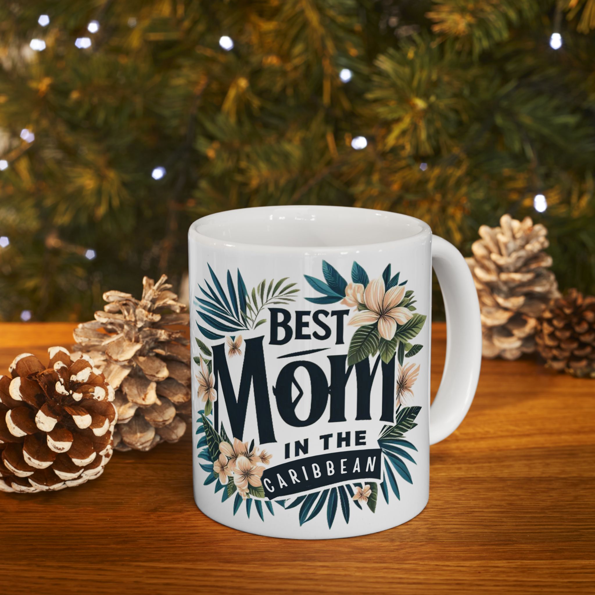 Tropical Floral Mom Mug, Best Mom Gift, Mother's Day Mug, Ceramic Coffee Cup, Personalized Mom Drinkware - Irie Blues Boutique