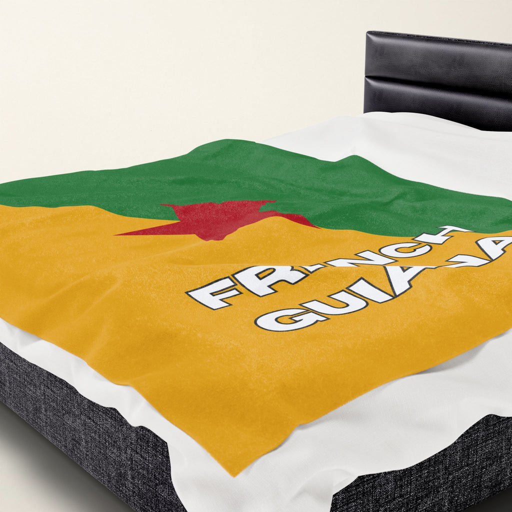 French Guiana Flag Velveteen Plush Blanket - Irie Blues Boutique