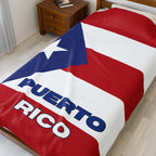 Puerto Rico Flag Velveteen Plush Blanket - Irie Blues Boutique