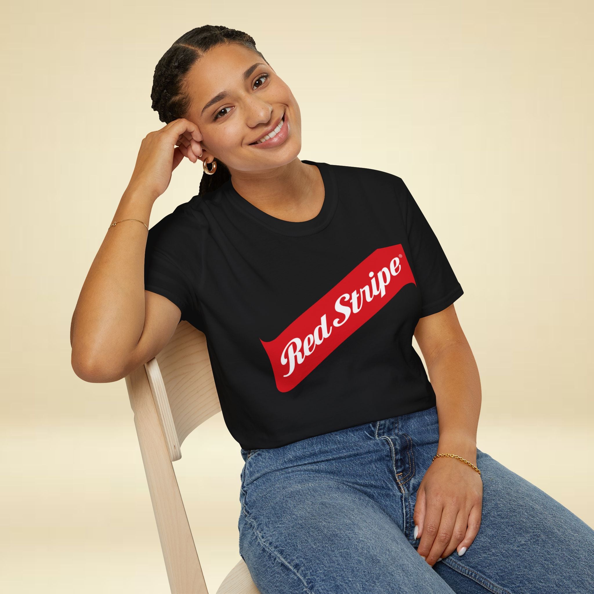 Red Stripe Unisex Softstyle T-Shirt - Irie Blues Boutique